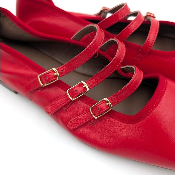 Mansur Gavriel Square Toe Mary Jane Ballerina Flat Women's Red Size US9 EU39.5 - Picture 12 of 14